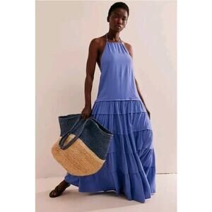 022 NWOT Free-est Somewhere Sunny Drop Waist Maxi Dress | Baja Blue  | Size XS